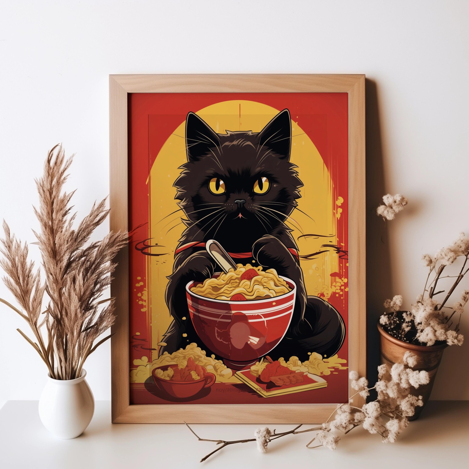 Black Cat Eating Ramen - image 1 - student project