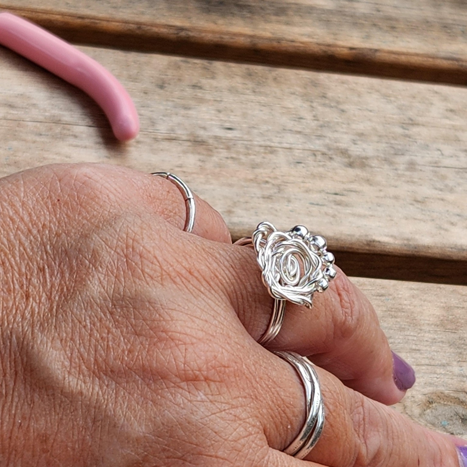 Wire wrapped rose ring - image 1 - student project