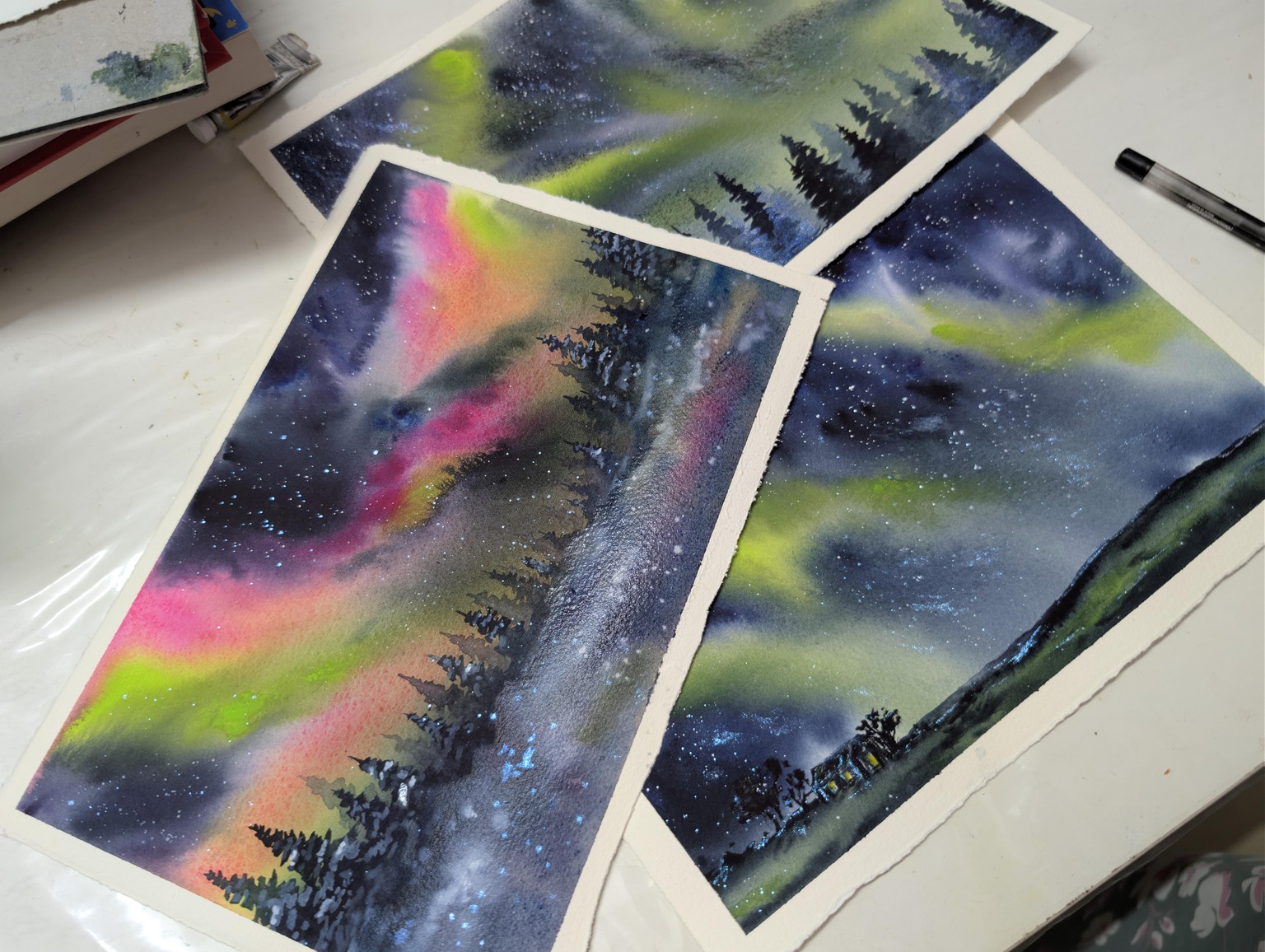 Northern Lights Learnt from Maria Smirnova Watercolors Class - image 1 - student project