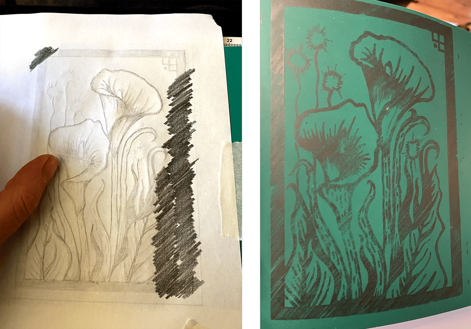 Arum Lily Linoprint - image 3 - student project