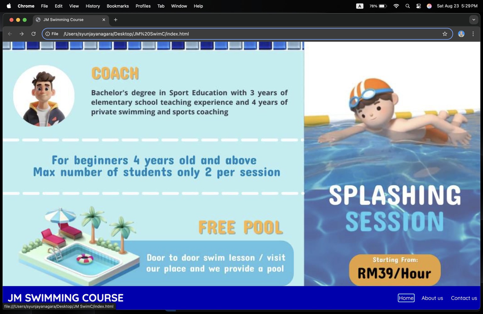 JM Swimming Course Project - image 1 - student project