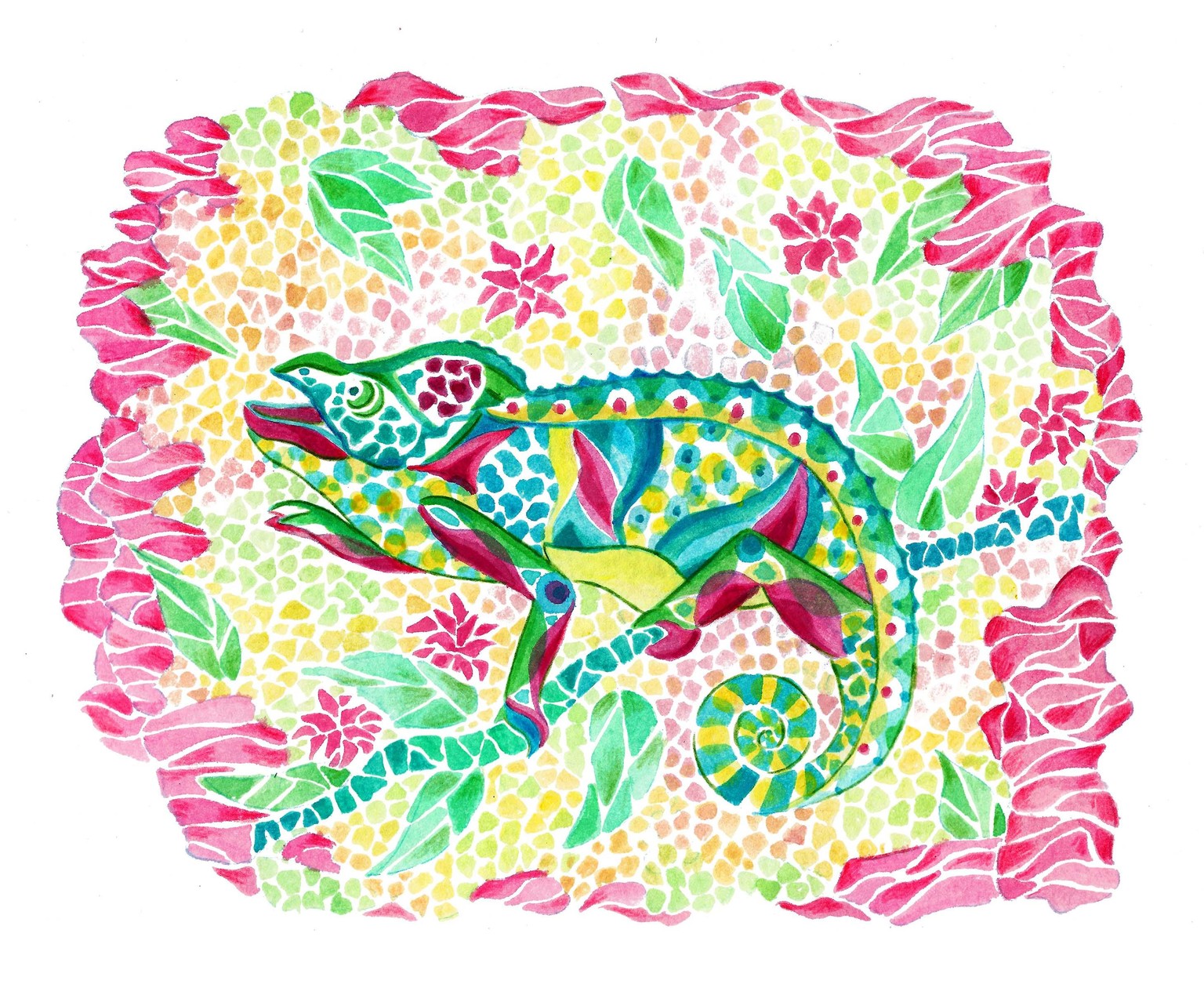 Gouache chameleon - image 1 - student project