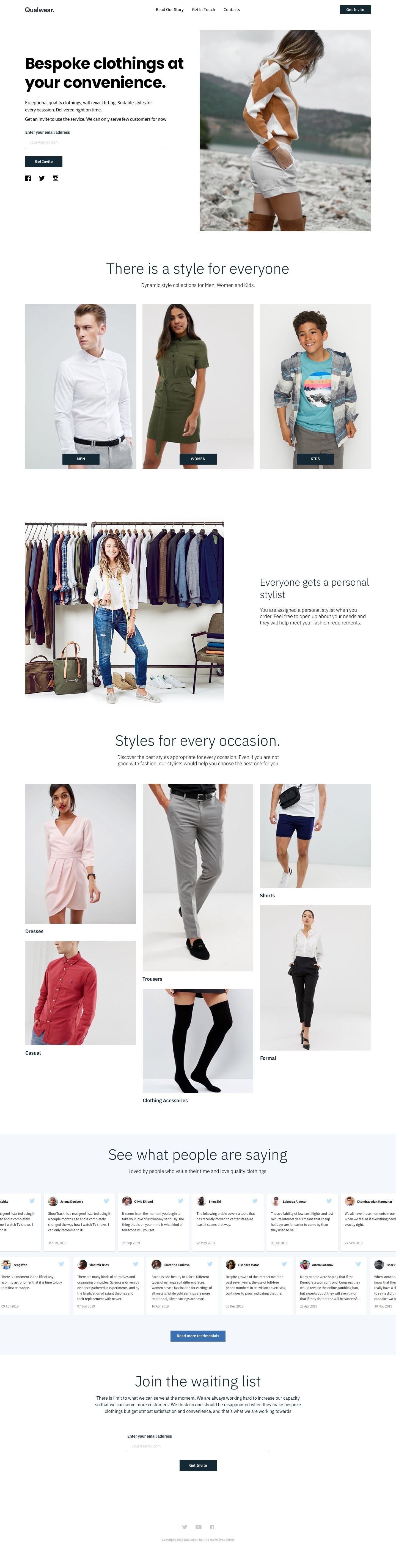 Qualwear landing page - image 1 - student project
