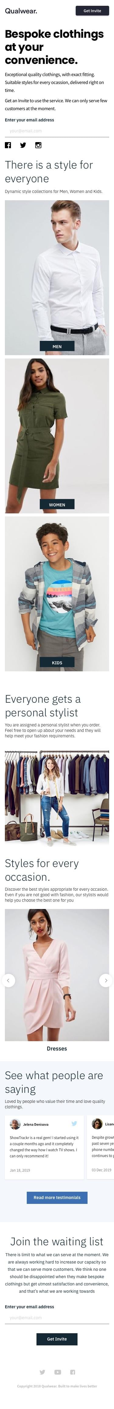 Qualwear landing page - image 2 - student project