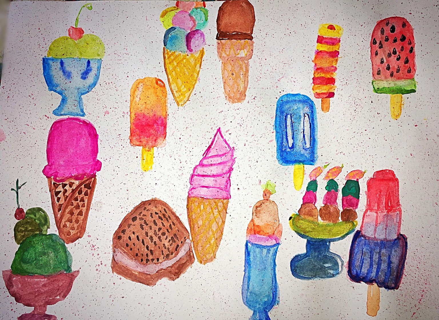 Watercolour Ice-creams - image 1 - student project