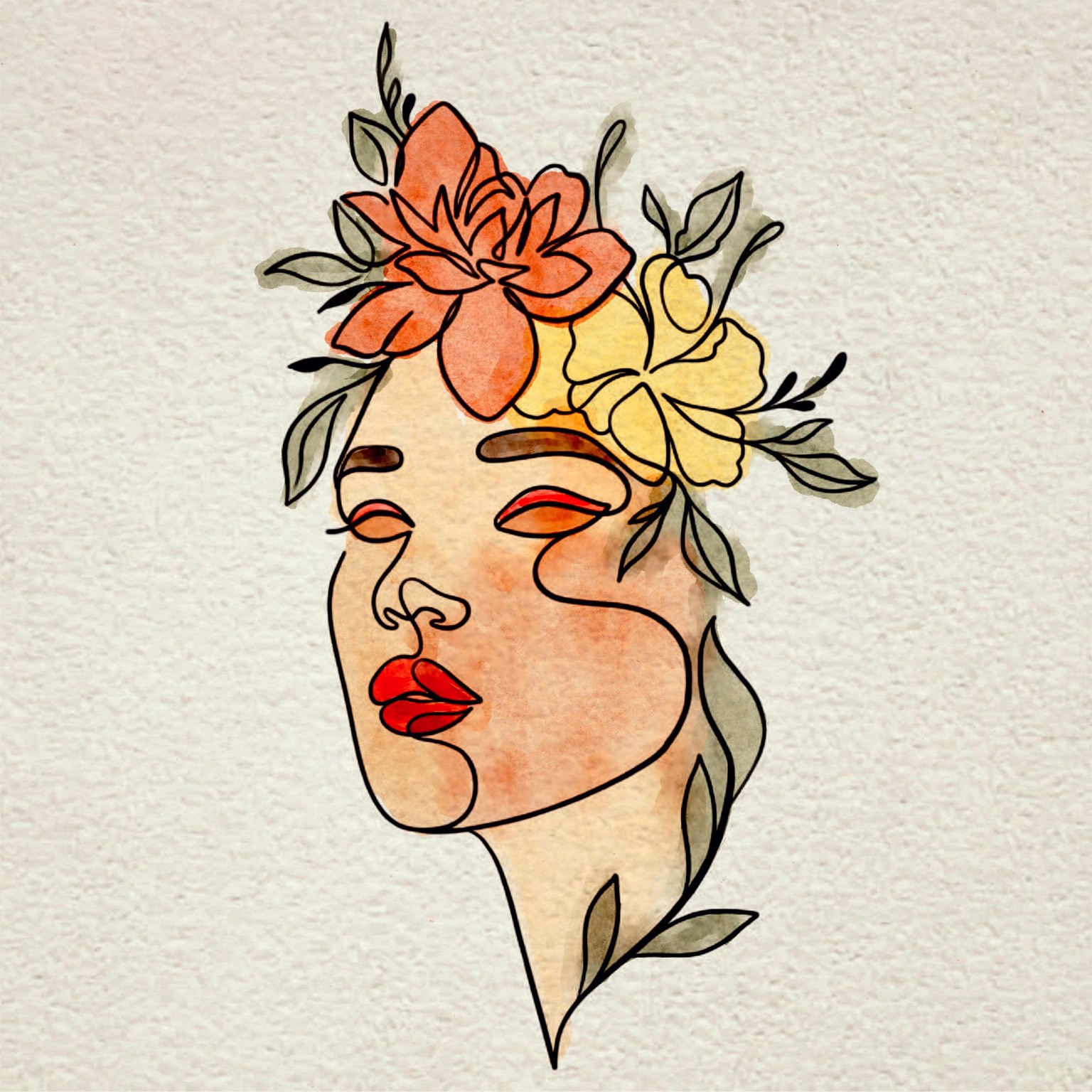 Abstract Watercolour Line Drawing - image 1 - student project