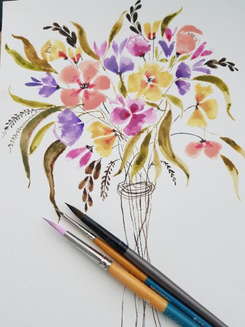 Loose watercolour bouquets with Pizzle Paints - image 2 - student project