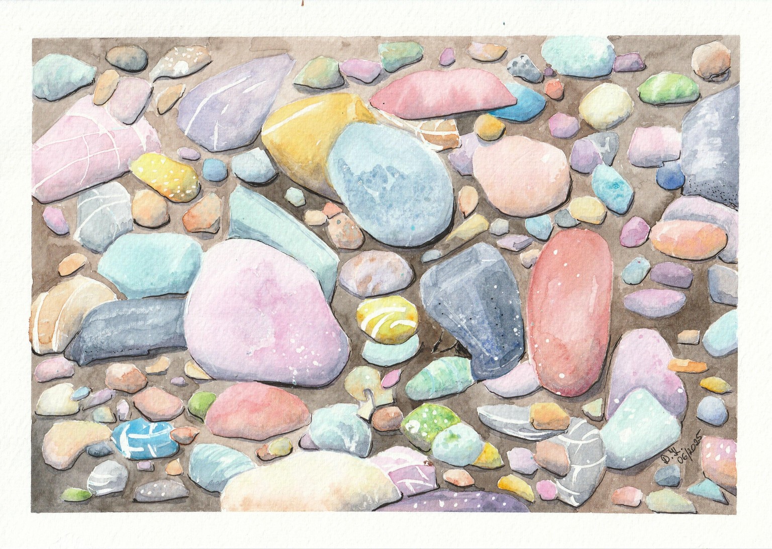 Watercolor River Pebbles - image 1 - student project
