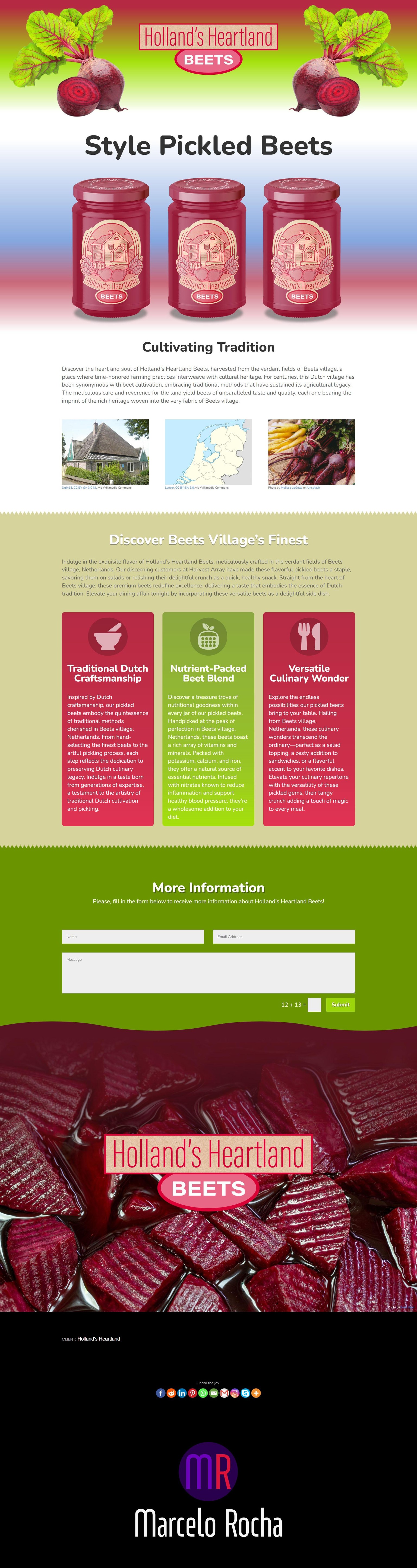 Holland's Heartland Beets Web Page - image 1 - student project