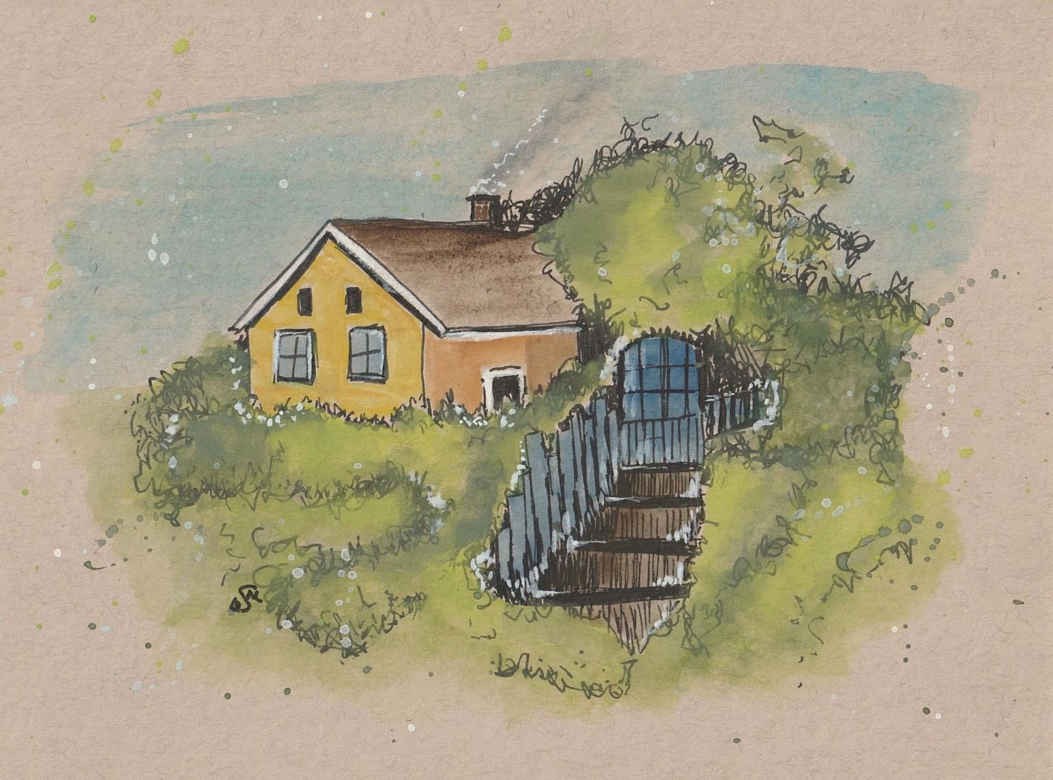 Line and wash on Kraft paper - image 1 - student project