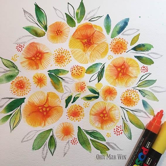 Yellow florals (perhaps Peonies) - image 2 - student project