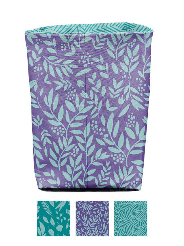 Leaves in teals for my fabric bucket mock up - image 1 - student project