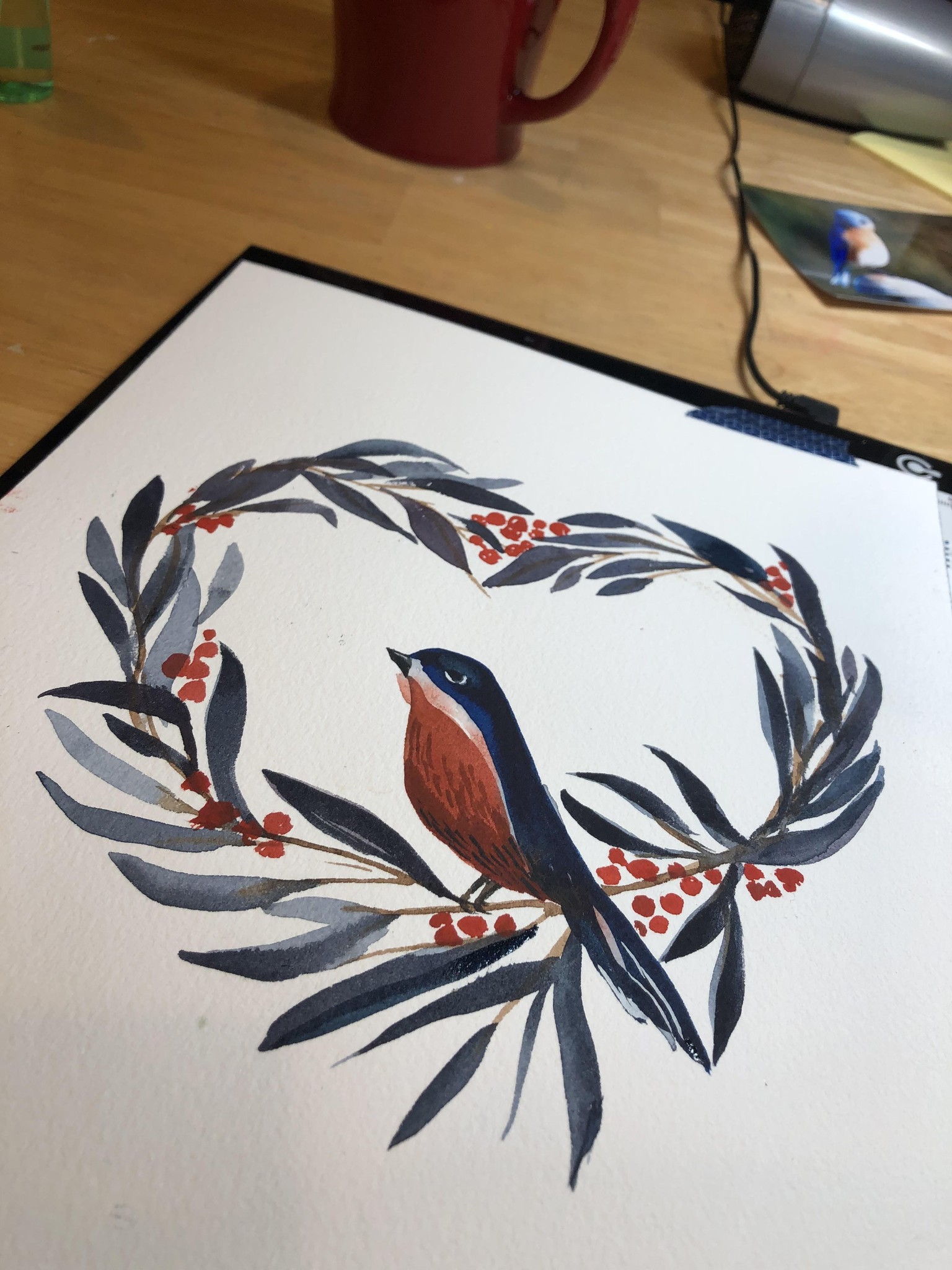 bird wreath with snow - image 2 - student project
