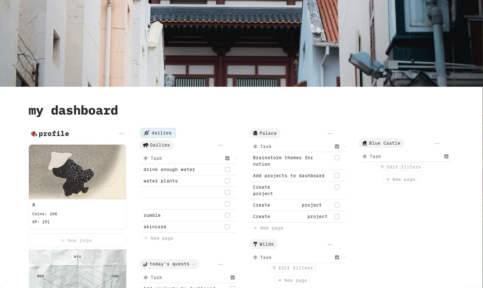 slightly gamified dashboard - image 1 - student project