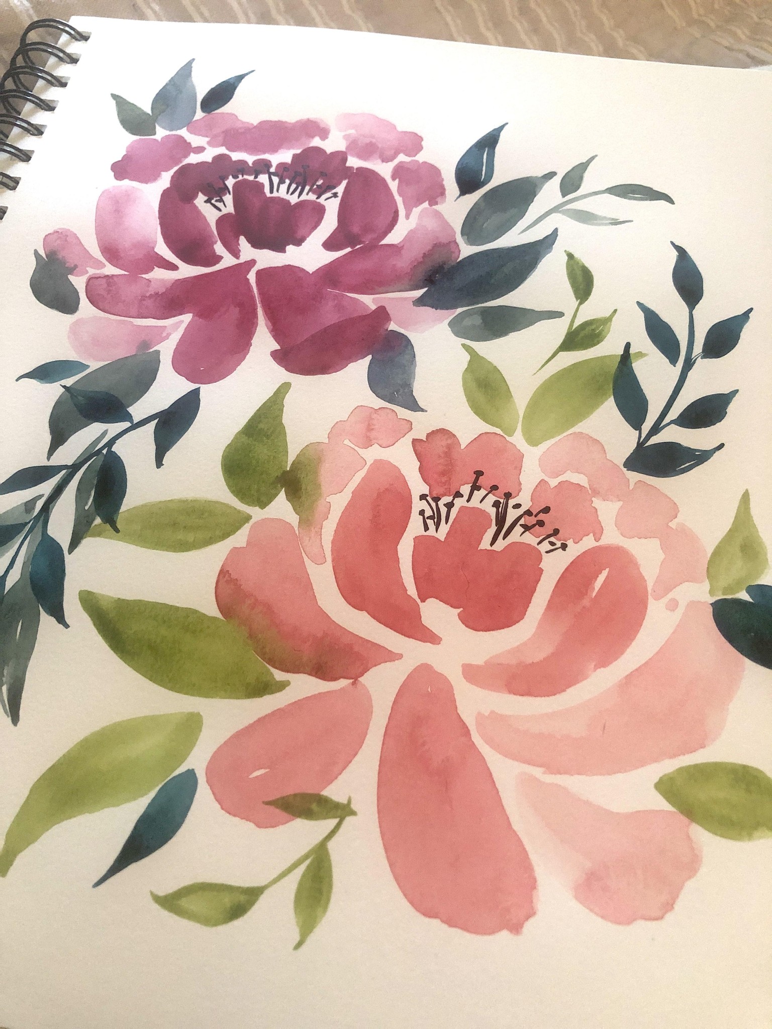 Watercolor Loose Peonies - image 1 - student project