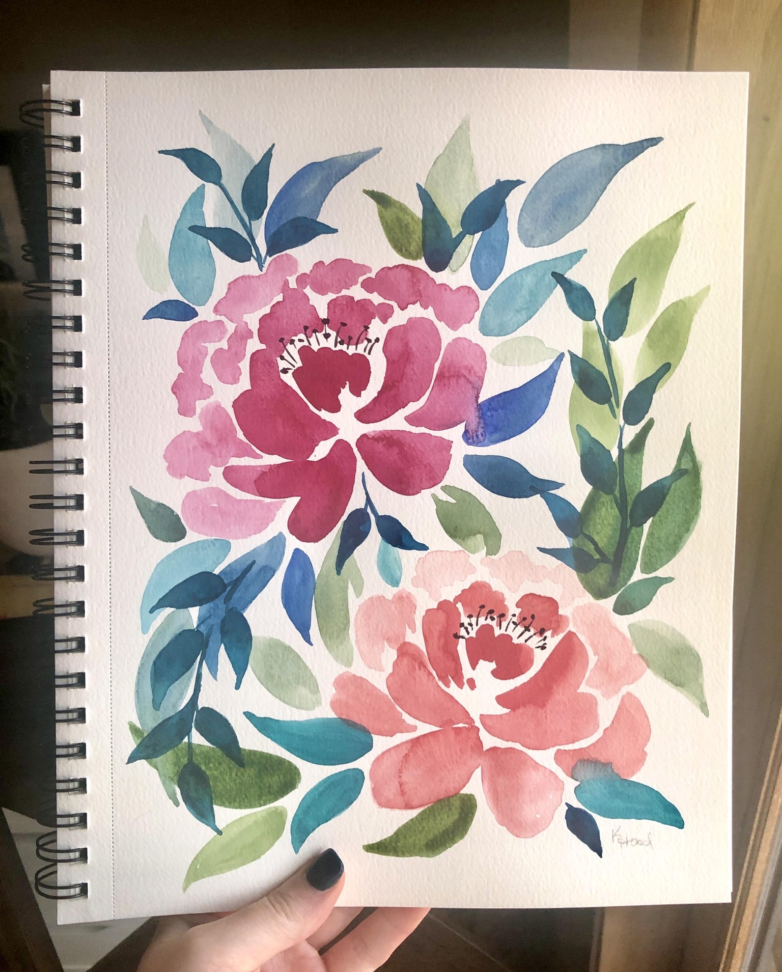 Watercolor Loose Peonies - image 2 - student project