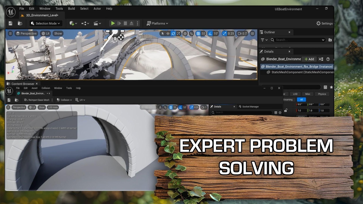 Blender to Unreal Engine 5: Fantasy River 3D Diorama Boat Scene - image 6 - student project