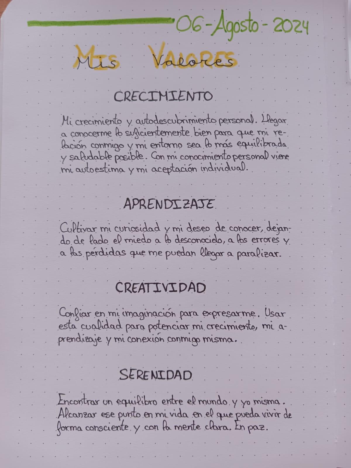 Mis Valores - Journaling Día 1 - image 1 - student project