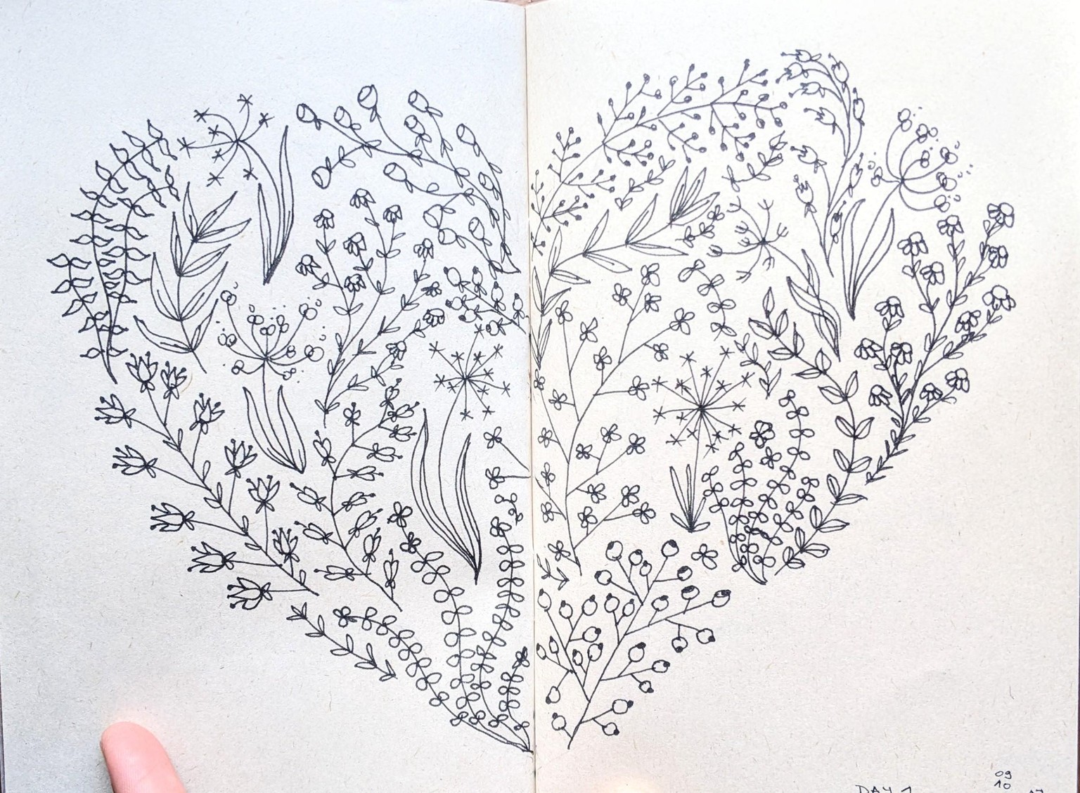 Flower Doodle heart and L - image 1 - student project