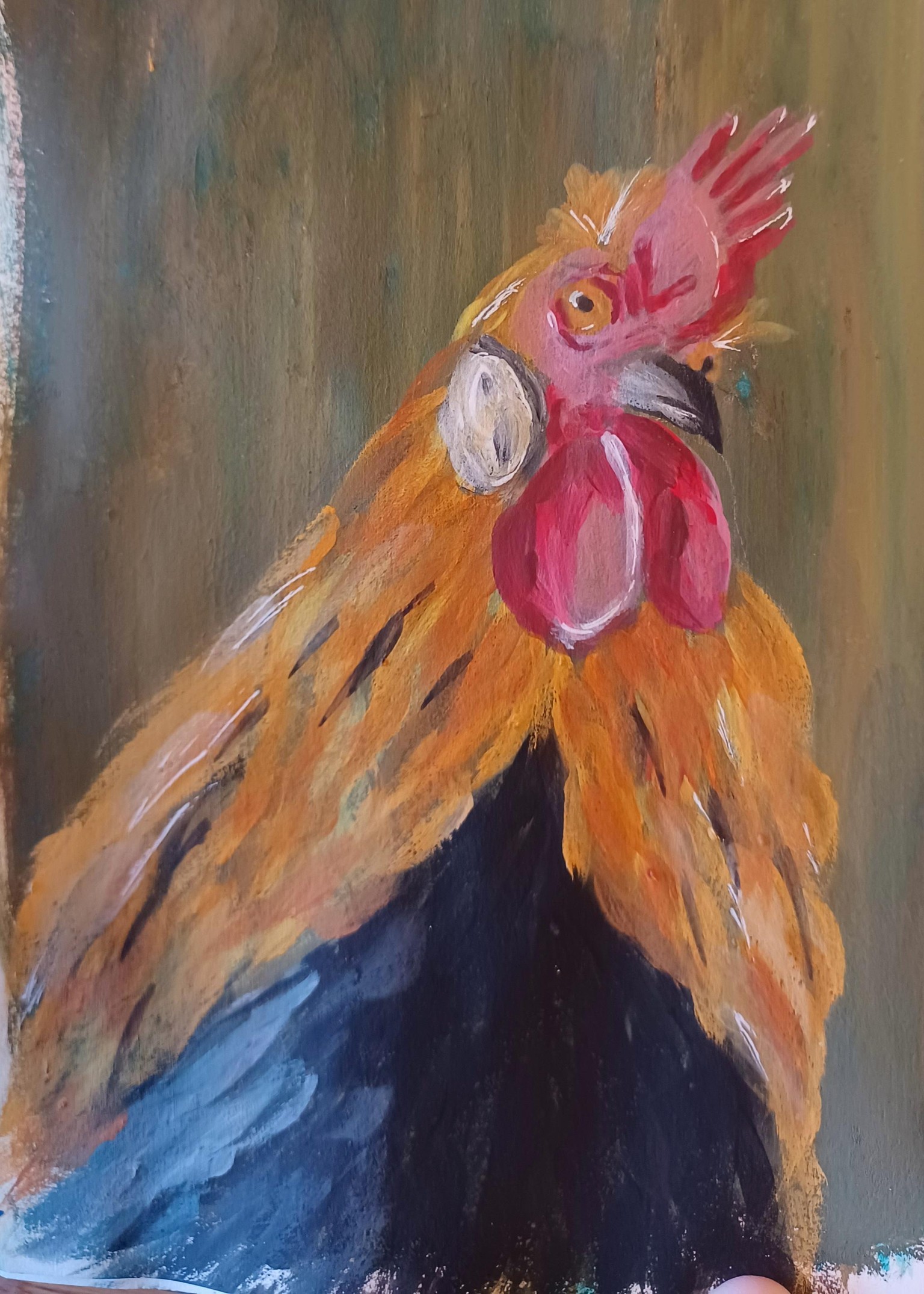 painting chickens in watercolour, ink and gouache - image 2 - student project