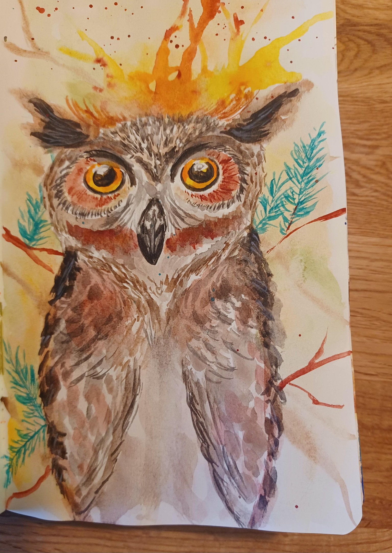 owl in watercolour - image 1 - student project
