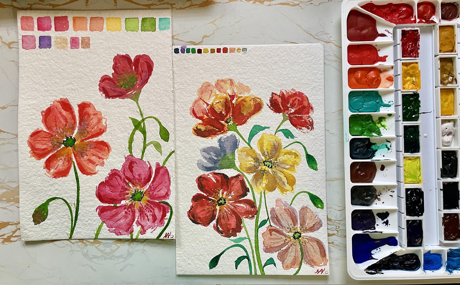 Watercolour Icelandic Poppies - image 1 - student project