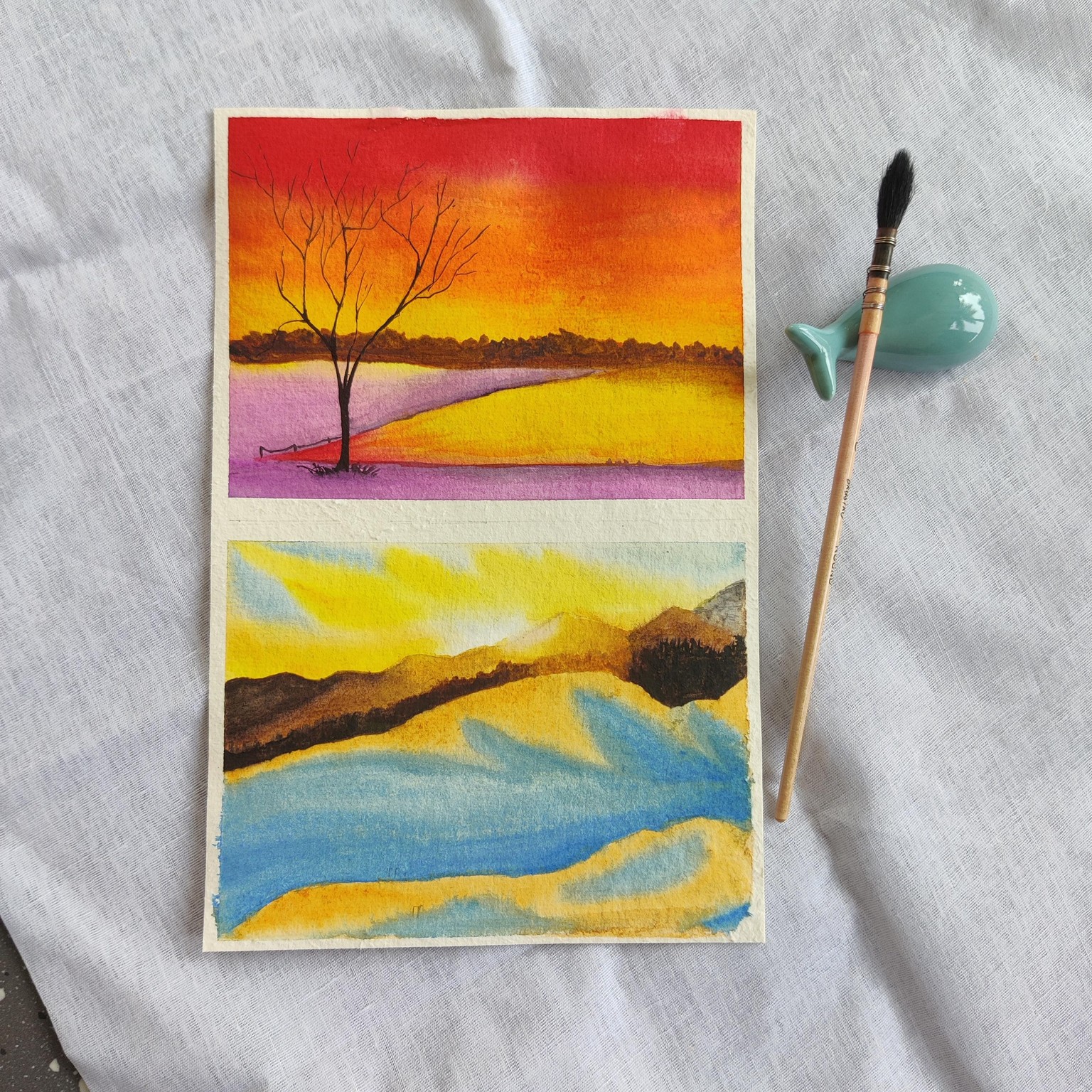 Winter sunset paintings - image 2 - student project