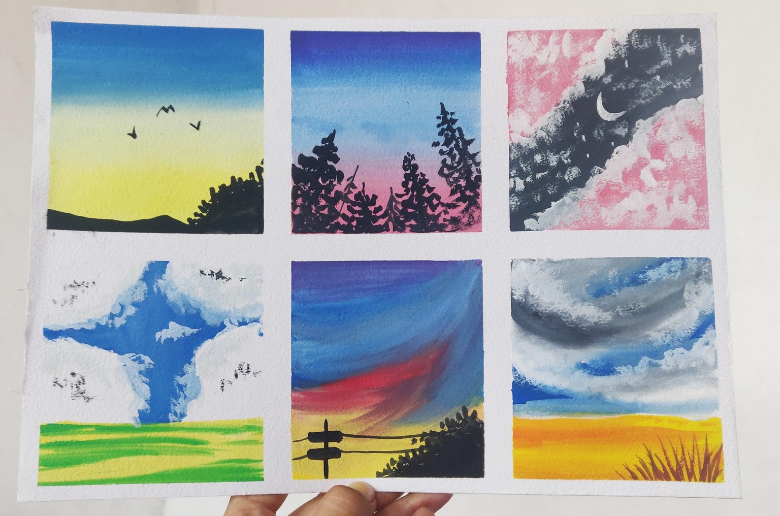 Gouache skyscapes - image 2 - student project