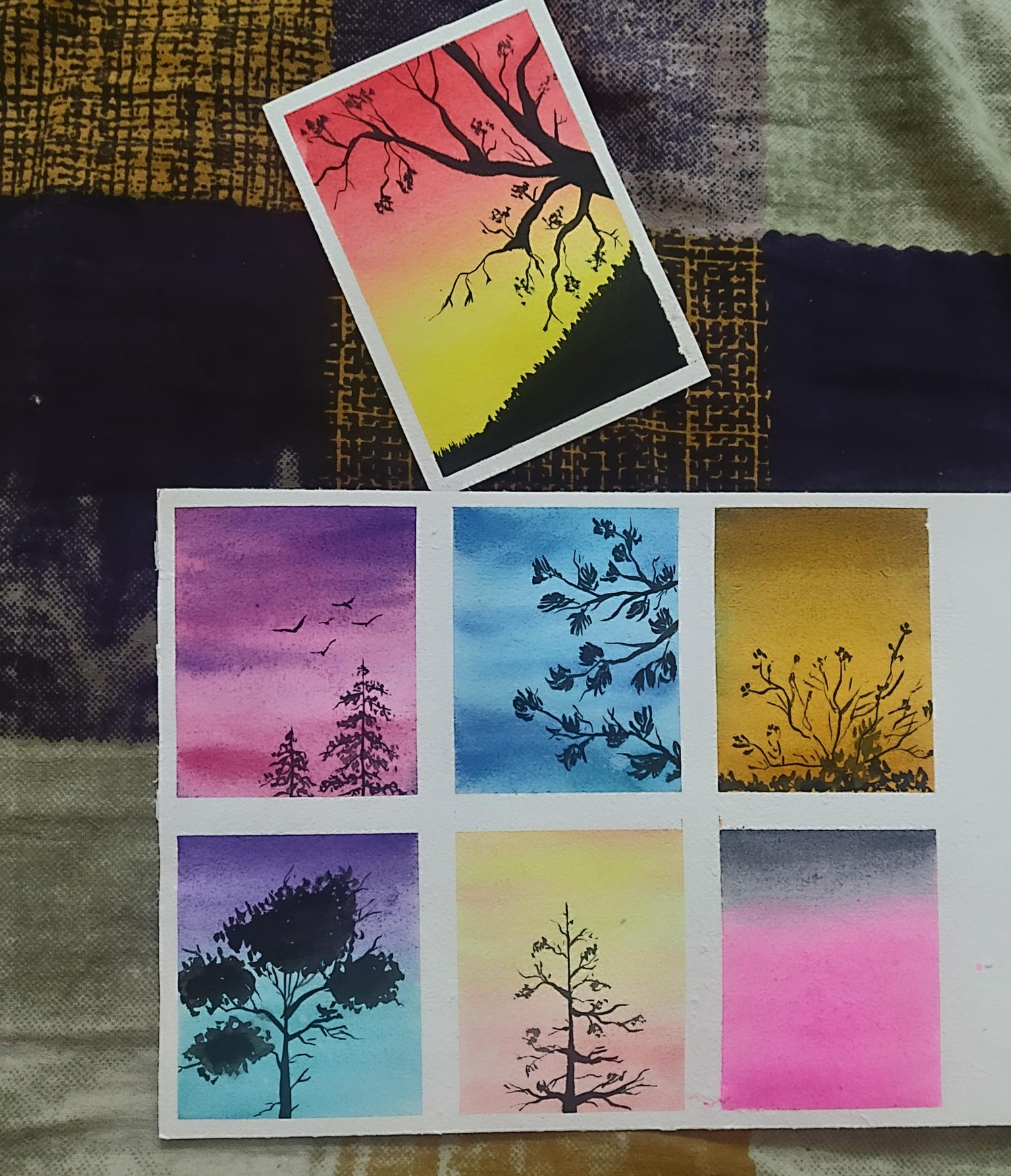 Silhouette of nature in Watercolour - image 2 - student project