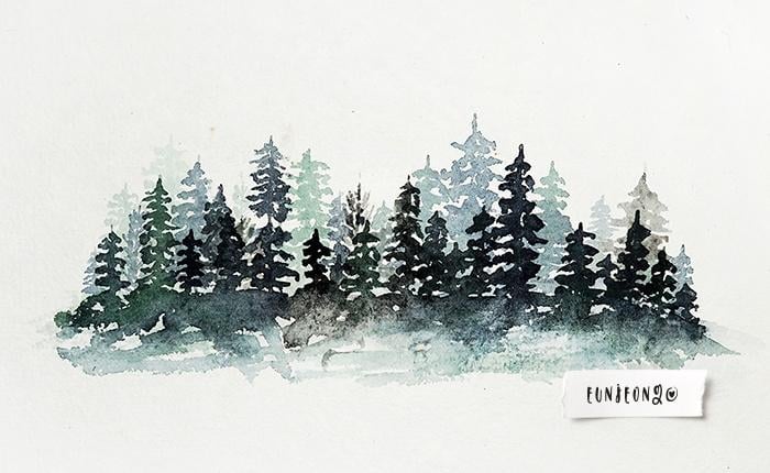 Watercolor Pine Forest - image 1 - student project