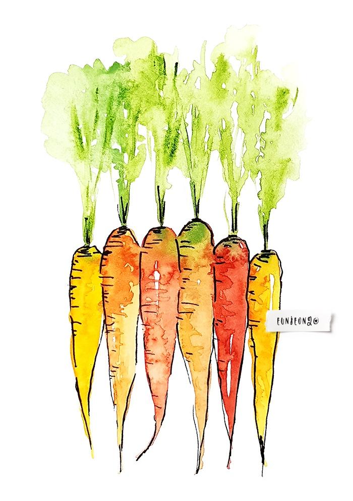 Watercolor carrots - image 1 - student project