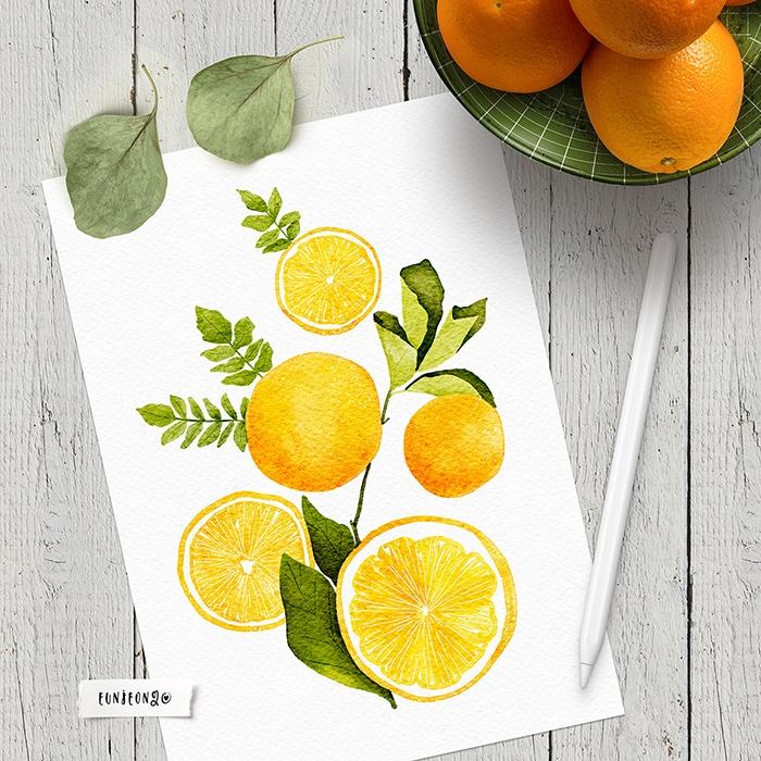 Watercolor Cheerful Citrus - image 1 - student project