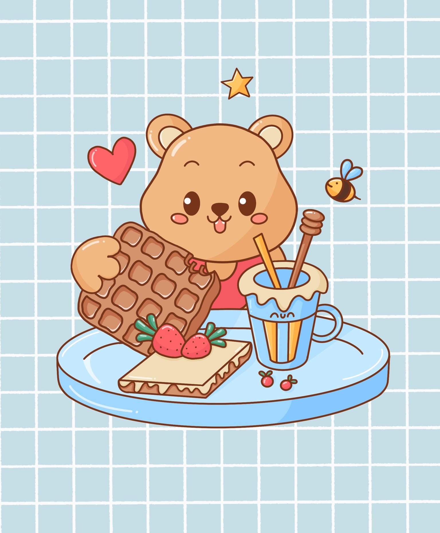Bear eating waffle - image 1 - student project