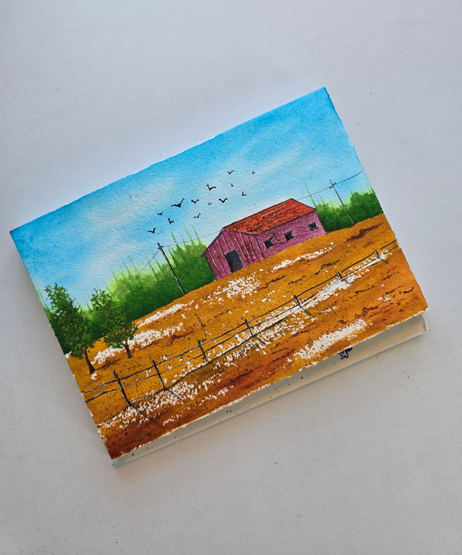 Countryside scene in watercolor - image 3 - student project