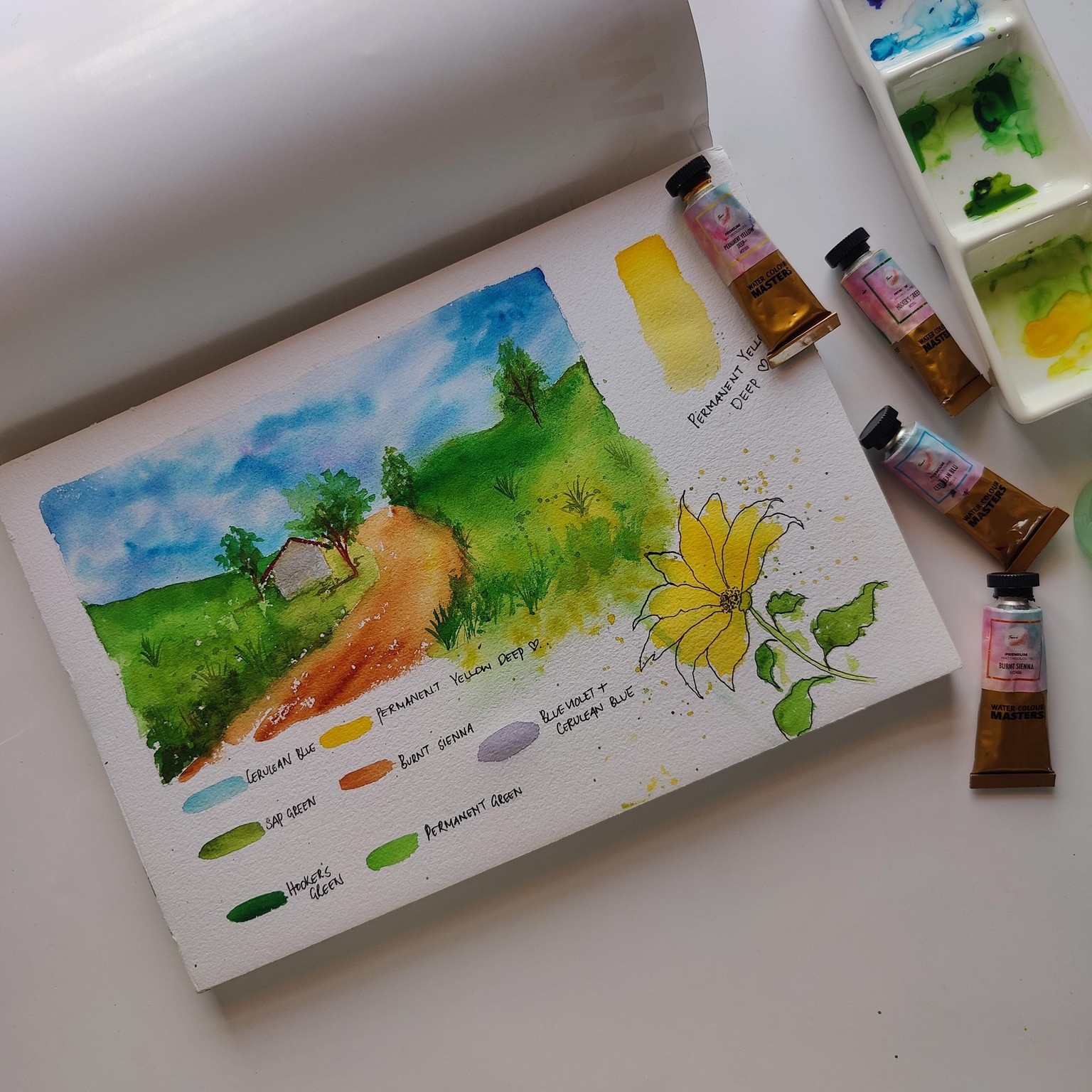 Loose watercolor landscape - image 2 - student project