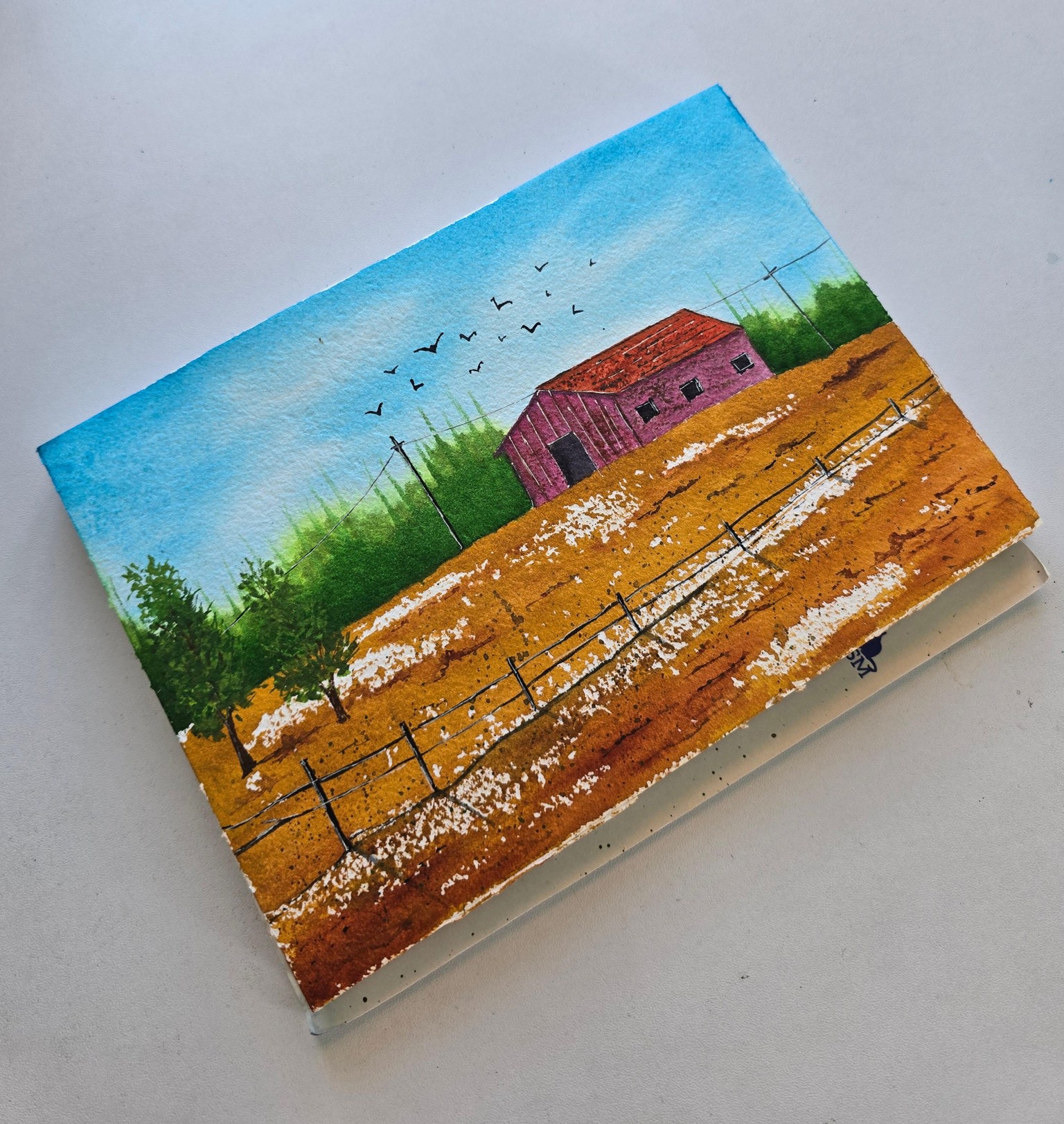 Countryside scene in watercolor - image 2 - student project