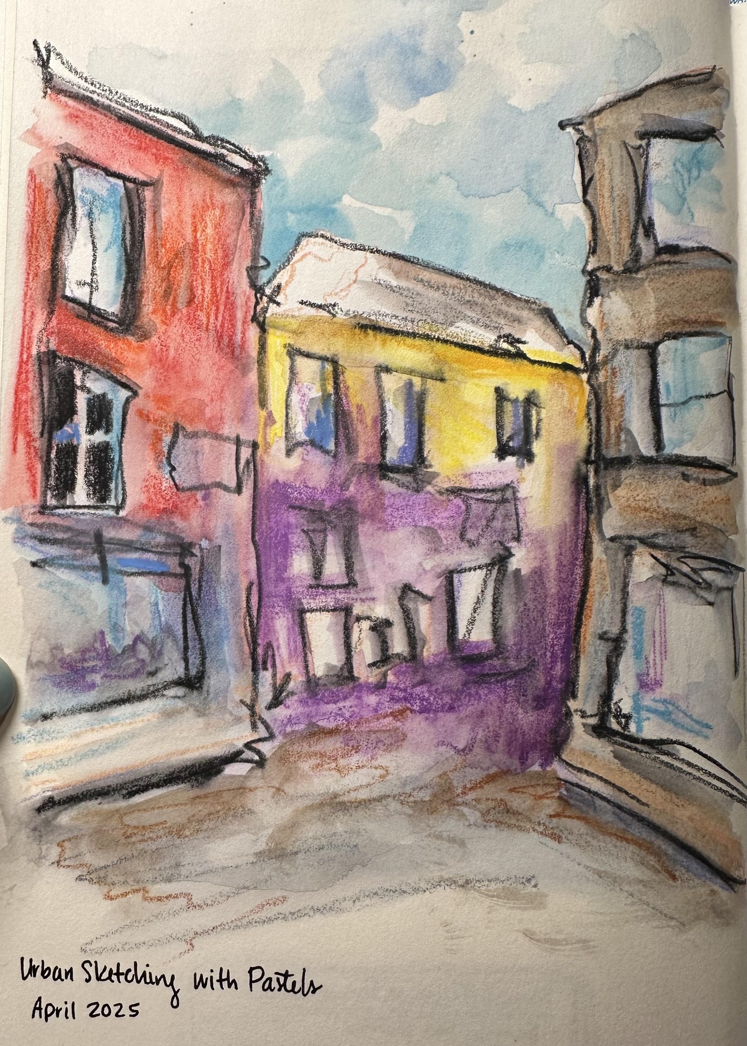 Urban Sketching with Water Soluble Pastels - image 1 - student project