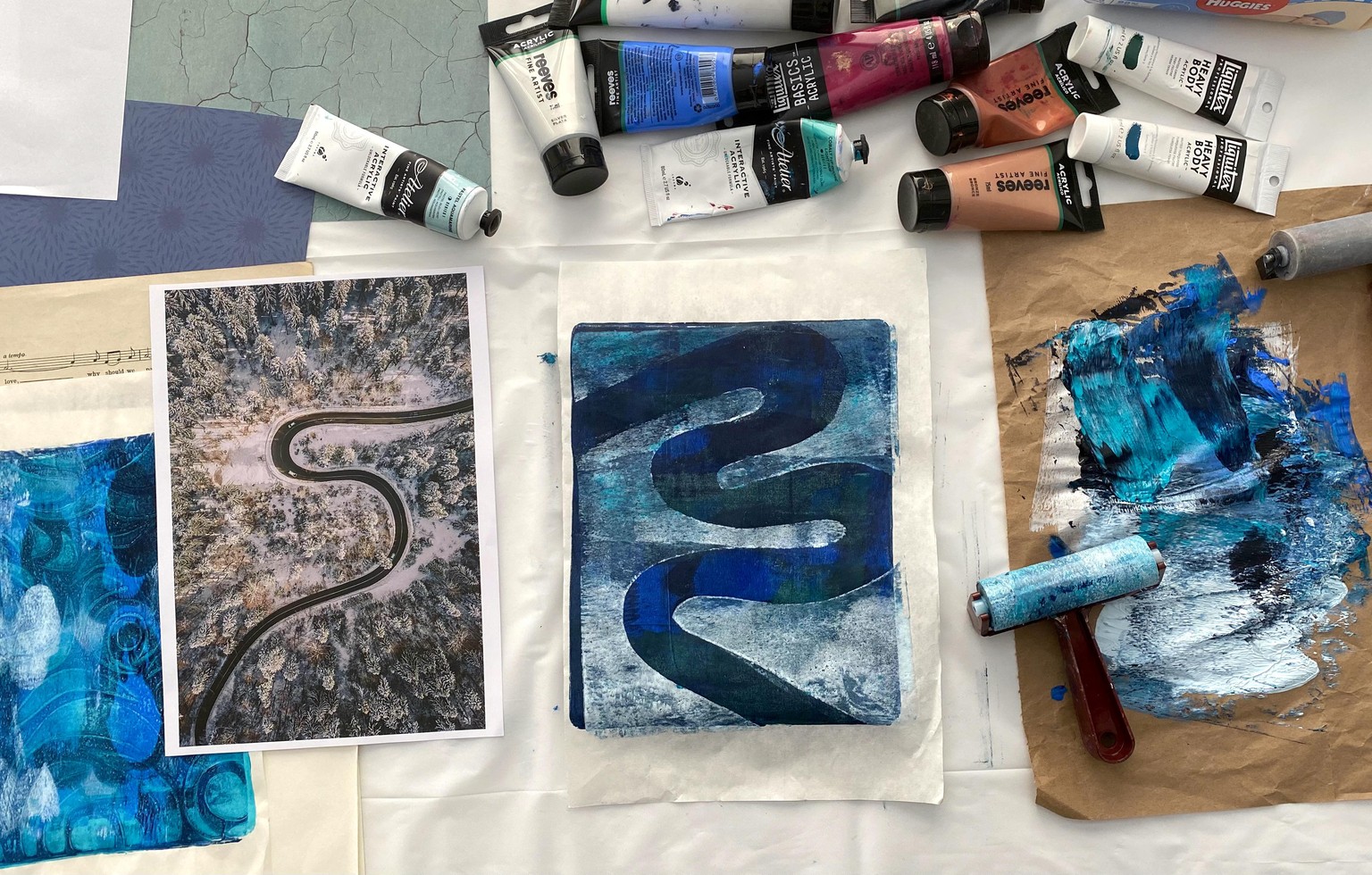 Gelli Print Collage: Abstract Landscape - image 1 - student project