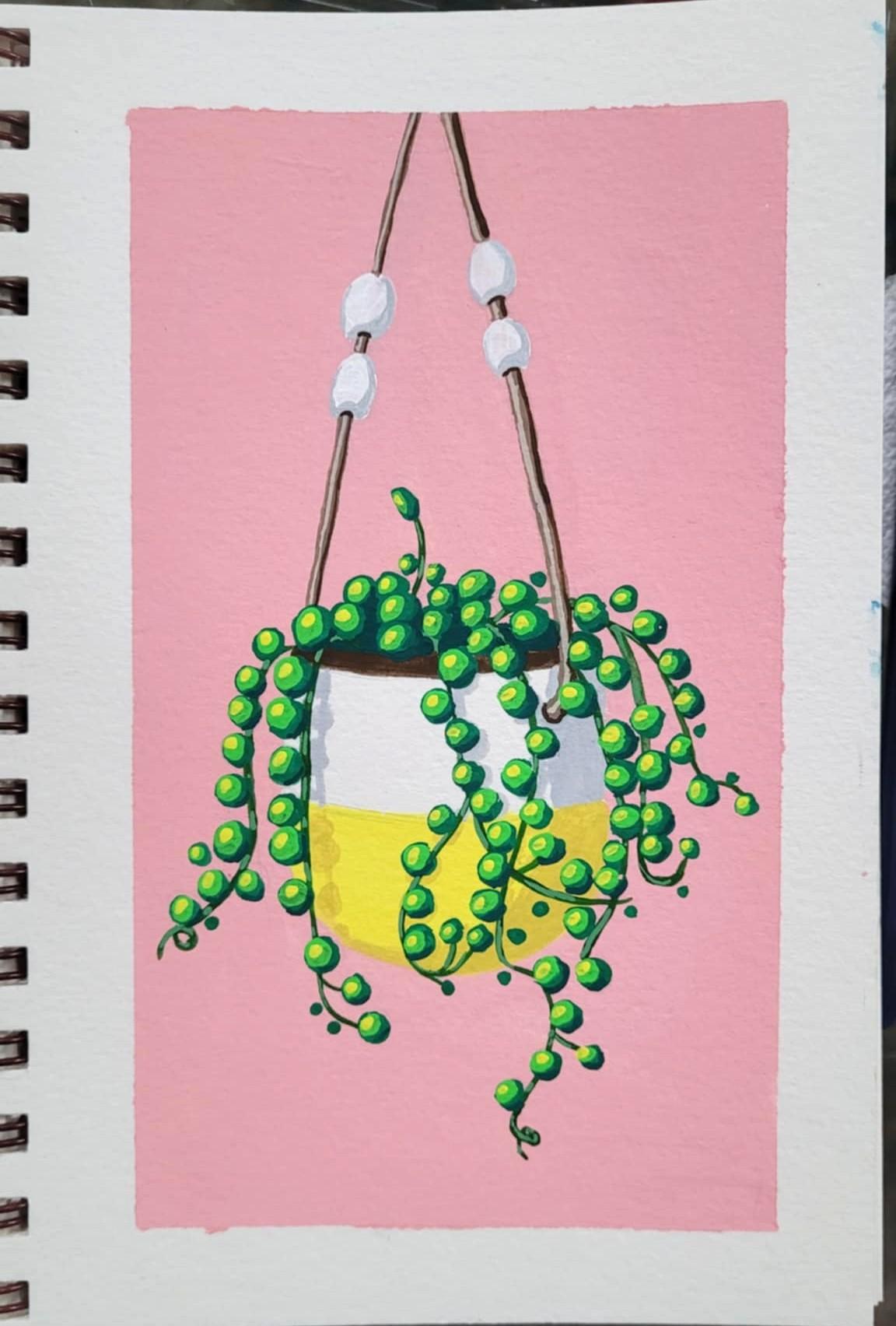Houseplant in Acrylic Gouache - image 1 - student project