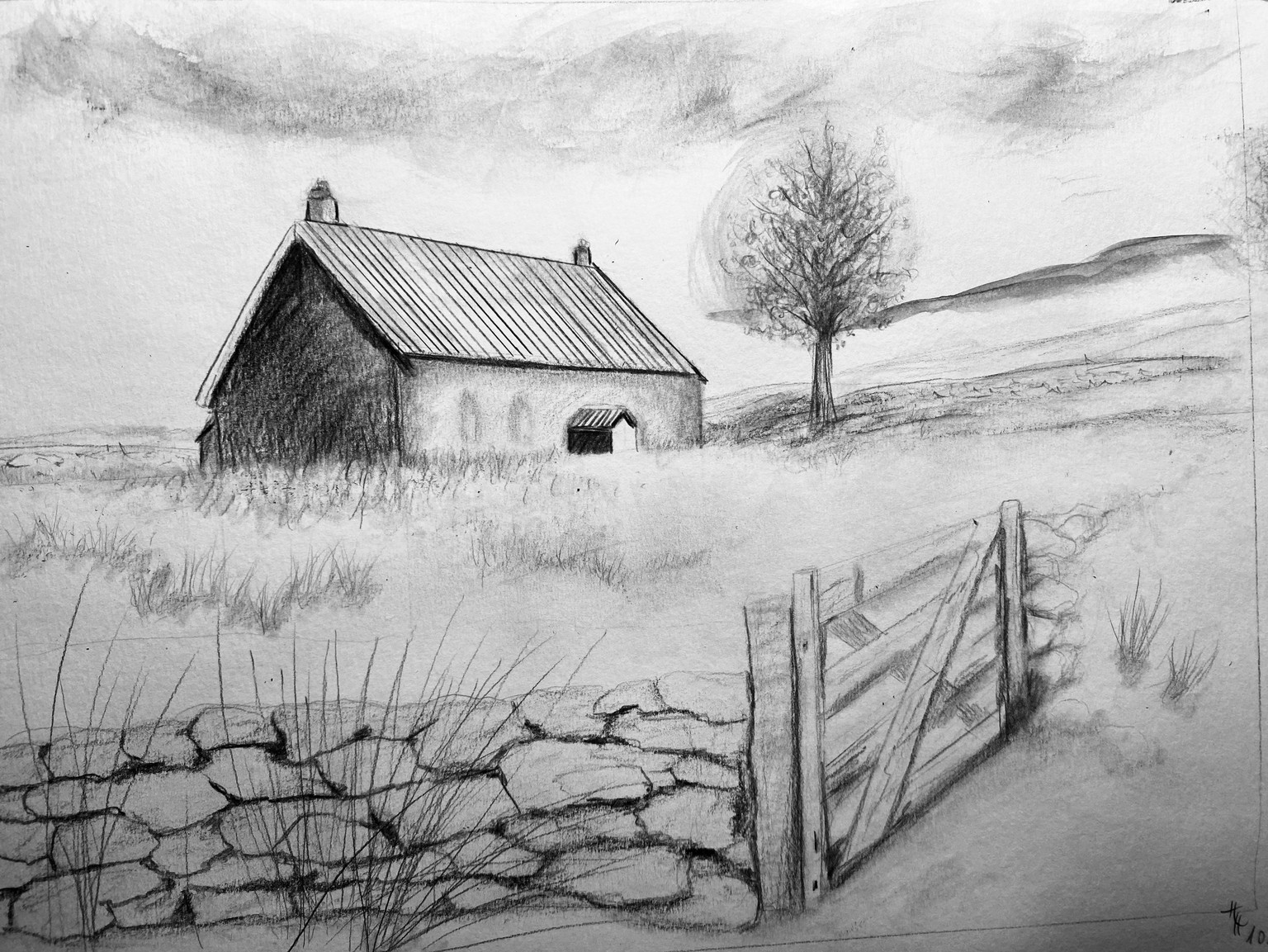 Landscape drawing - image 1 - student project