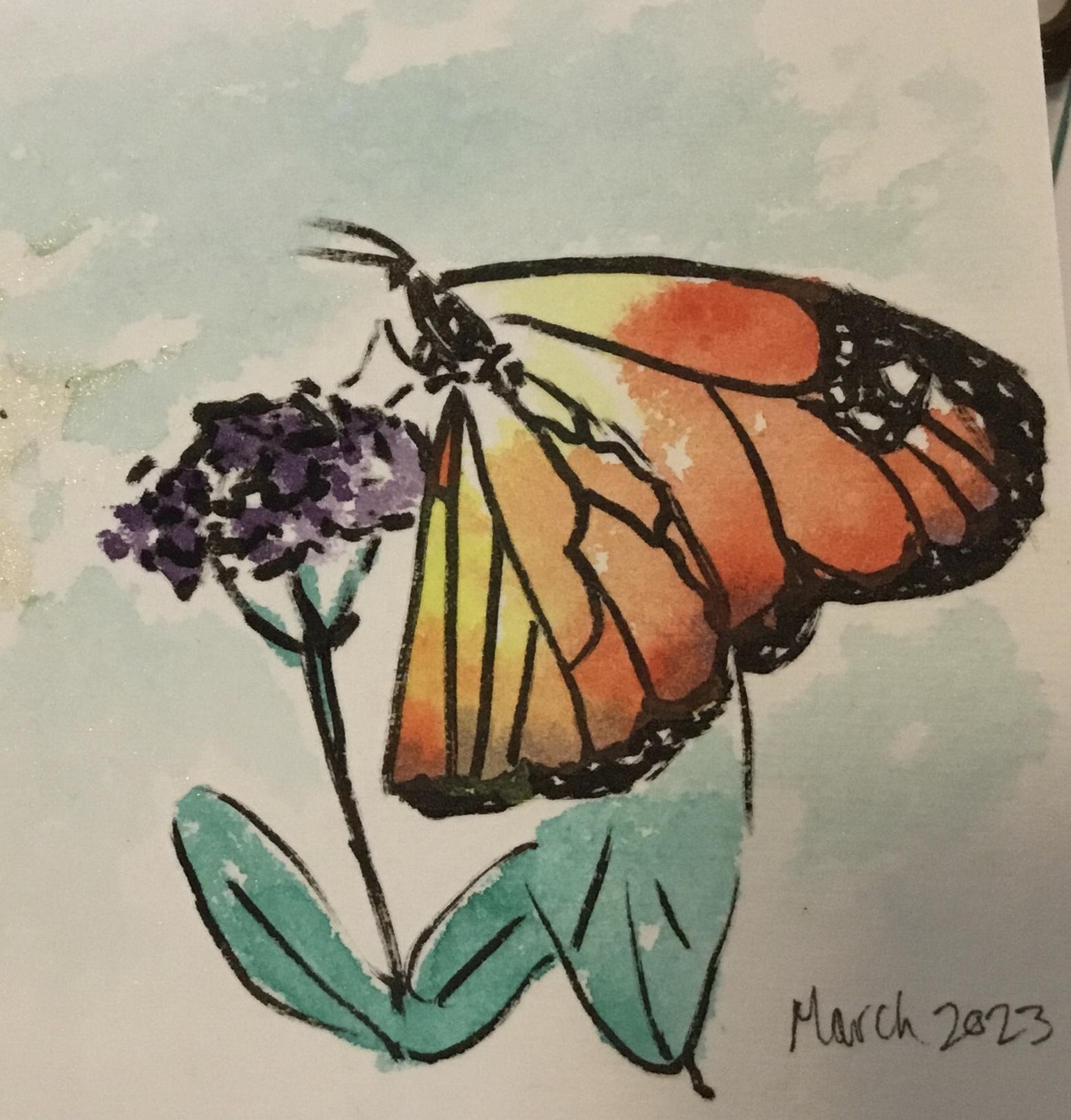 Ink & Watercolour Butterfly - image 1 - student project