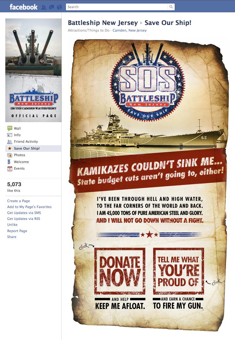 Battleship New Jersey - S.O.S. Facebook campaign - image 3 - student project