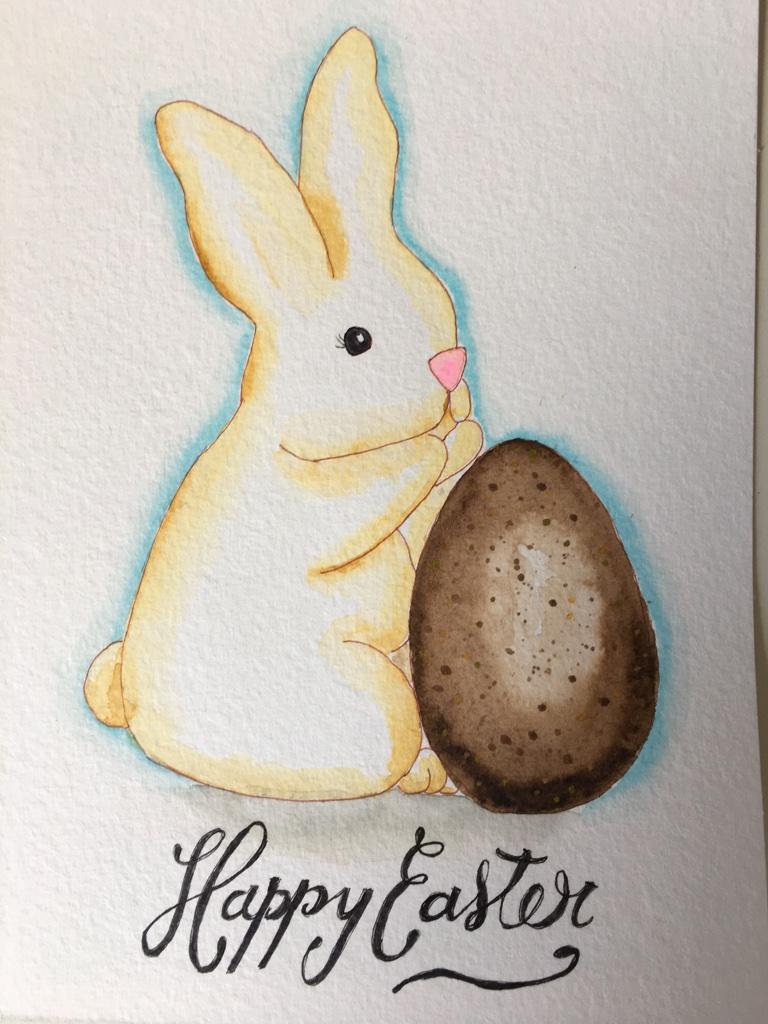 Watercolour Easter Egg and bunnies - image 1 - student project