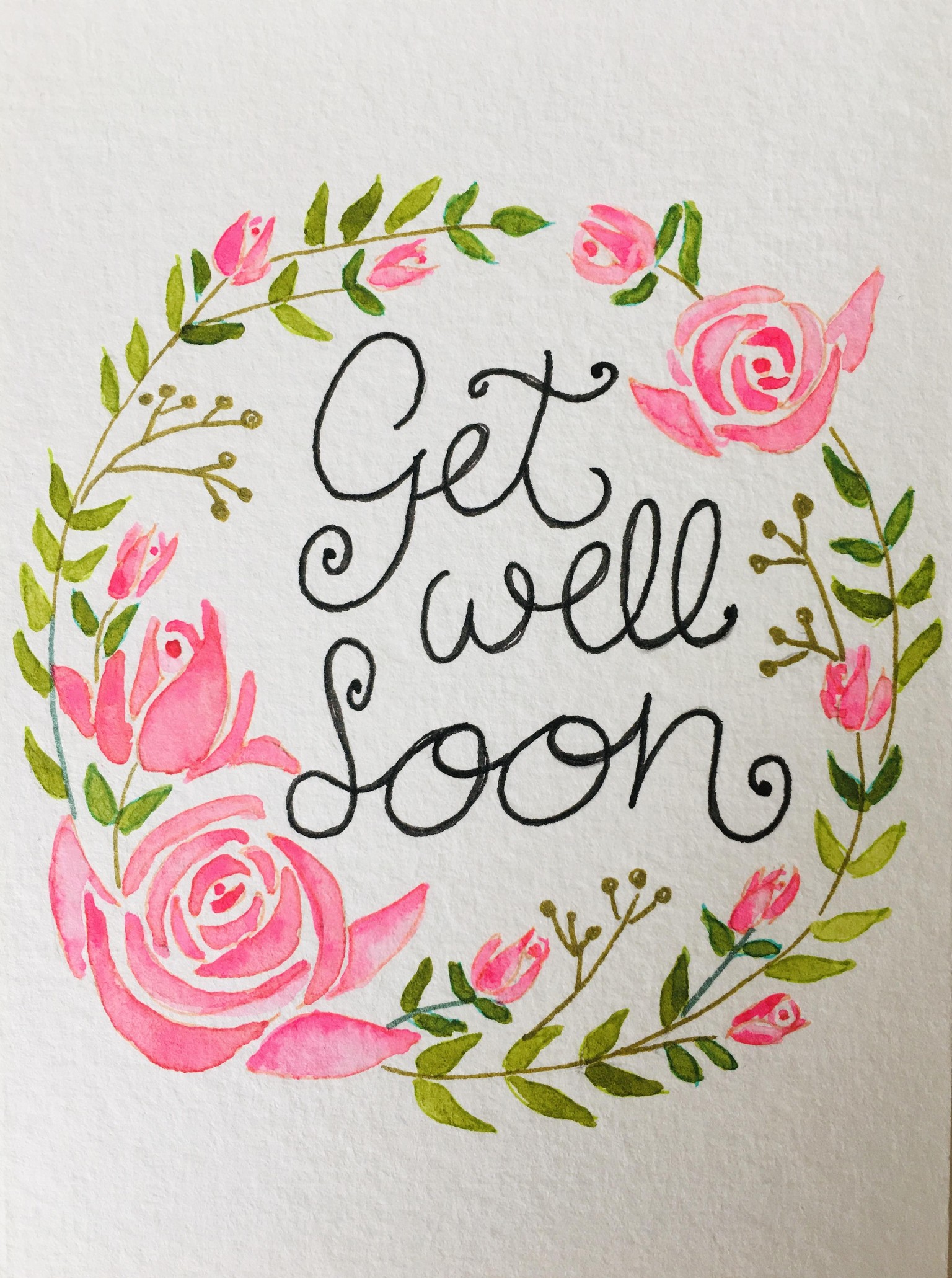 Watercolour roses wreath - image 1 - student project
