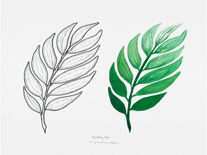 Tropical Leaves in Gouache - image 1 - student project