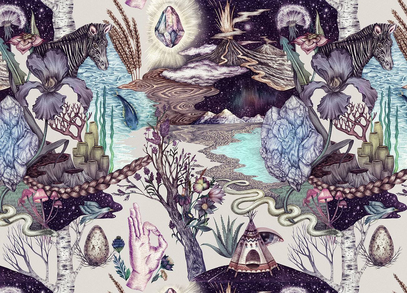 Patterns made out from drawings and watercolors.  - image 5 - student project