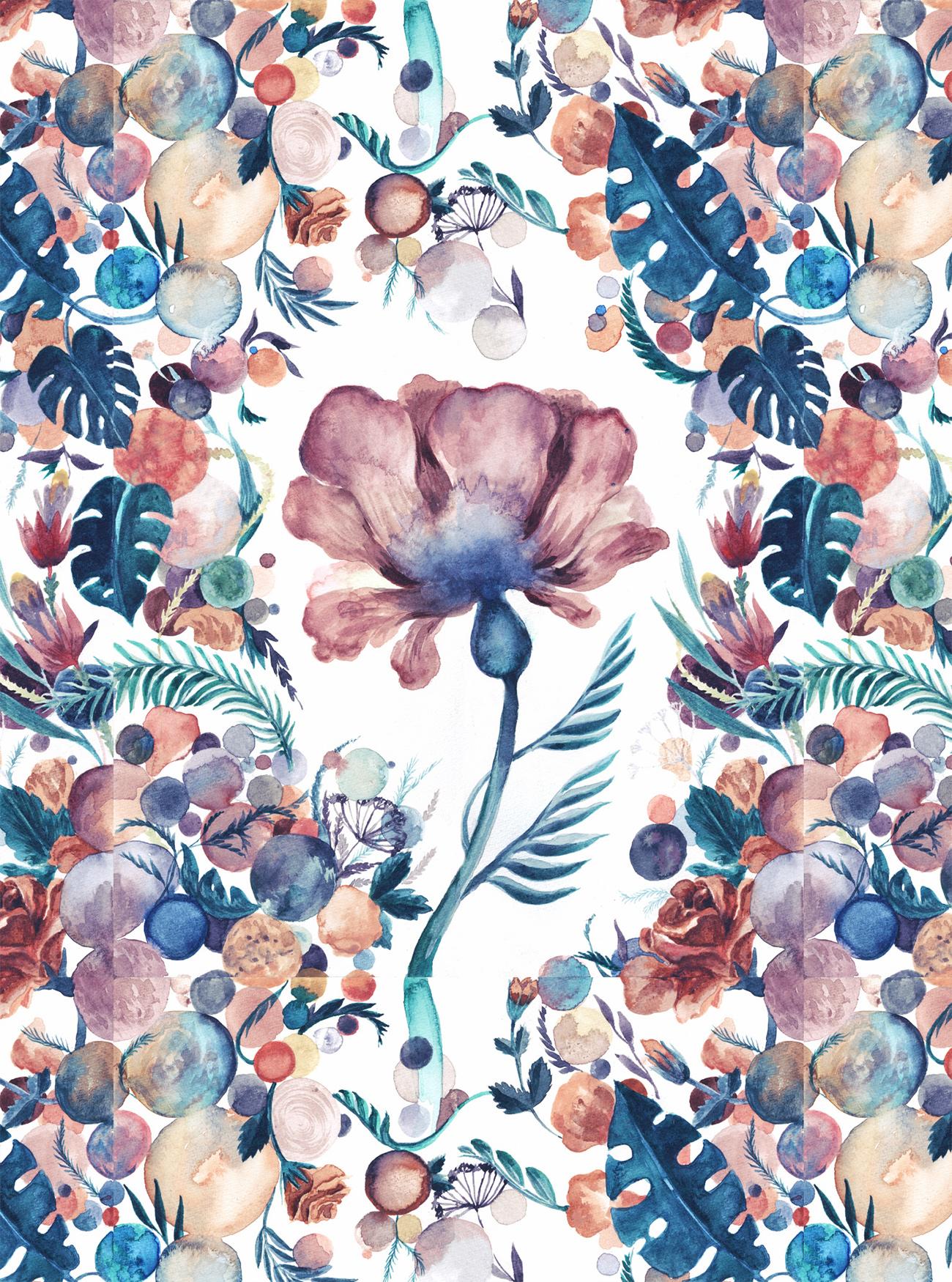 Patterns made out from drawings and watercolors.  - image 7 - student project