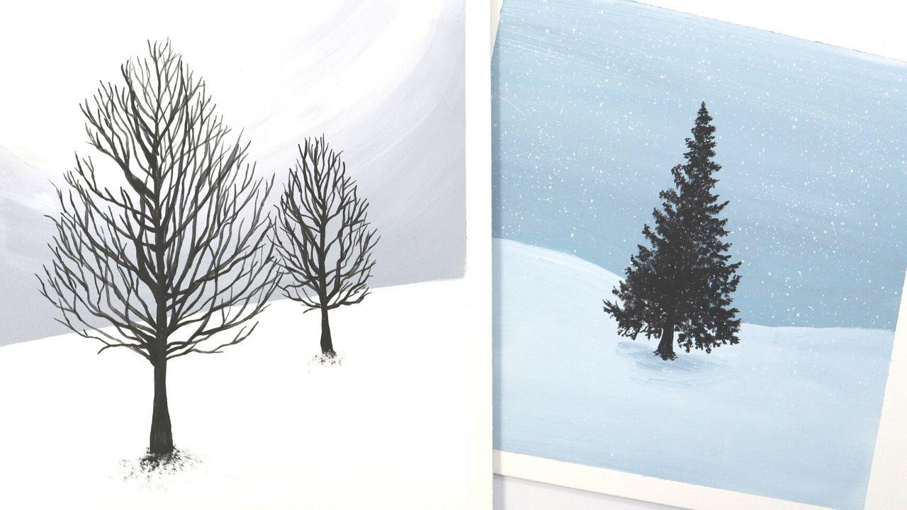 Winter Tree Paintings With Acrylics - image 1 - student project