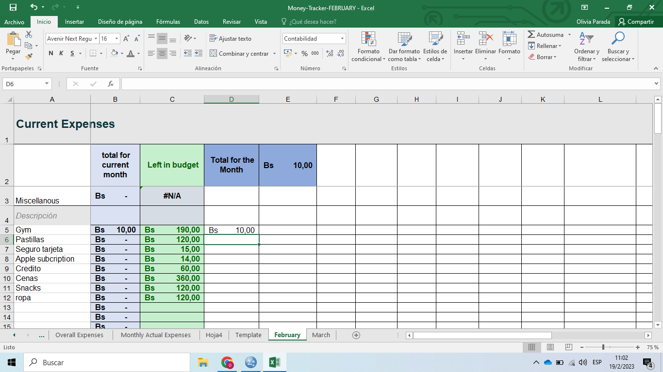 Excel sheet - image 1 - student project