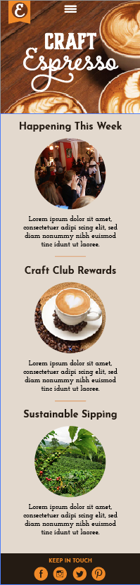 Craft Espresso Home Page for Dan - image 3 - student project